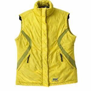 Helly Hansen Yellow Down Puffer Vest Size M Insulated Outdoor Lightweight